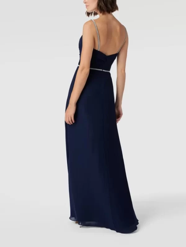Luxuar Abendkleid Mit Ziersteinen – Dunkelblau 6