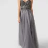 Unique Abendkleid Mit Ziersteinen Und Pailletten – Rauchblau 17