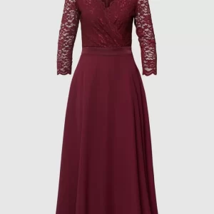 Swing Cocktailkleid Mit Spitzenbesatz – Bordeaux Rot 9