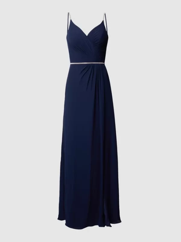 Luxuar Abendkleid Mit Ziersteinen – Dunkelblau 3