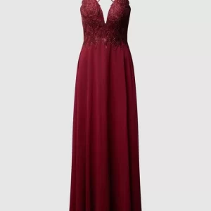 Luxuar Abendkleid Mit Strasssteinen – Bordeaux Rot 9