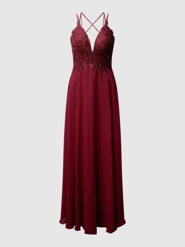 Luxuar Abendkleid Mit Strasssteinen – Bordeaux Rot 3