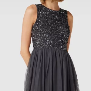 LACE & BEADS Cocktailkleid Mit Paillettenbesatz – Anthrazit 11