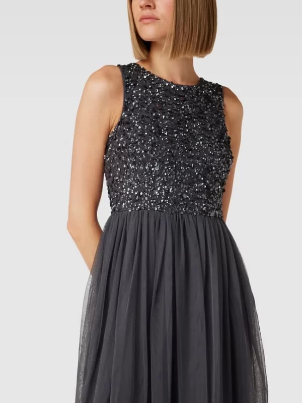 LACE & BEADS Cocktailkleid Mit Paillettenbesatz – Anthrazit 4