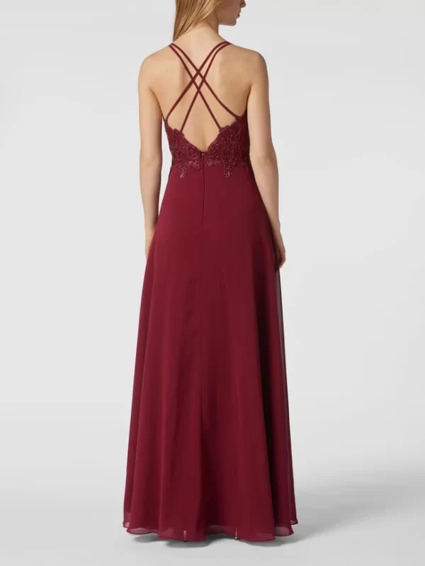 Luxuar Abendkleid Mit Strasssteinen – Bordeaux Rot 6