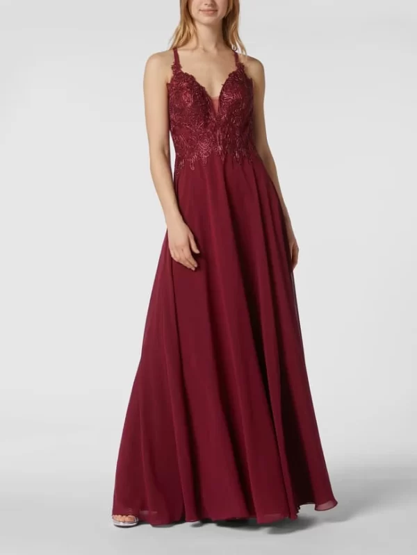 Luxuar Abendkleid Mit Strasssteinen – Bordeaux Rot 5