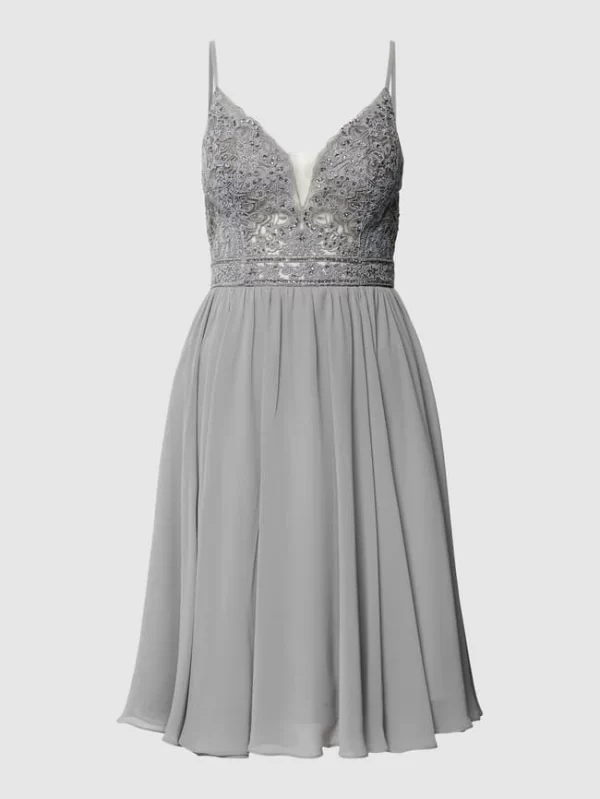 Luxuar Cocktailkleid Mit Zierbesatz – Silber 3