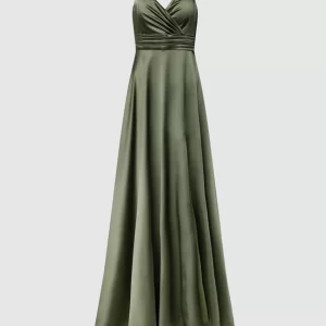 TROYDEN COLLECTION Abendkleid In Wickel-Optik – Olivgrün 9
