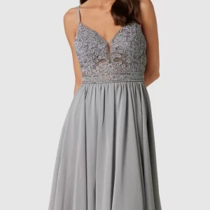 Luxuar Cocktailkleid Mit Zierbesatz – Silber 13
