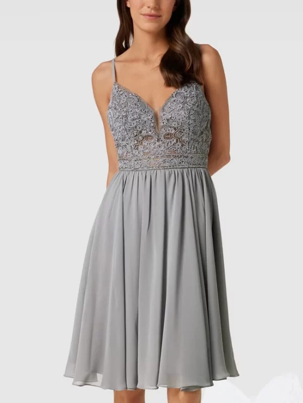 Luxuar Cocktailkleid Mit Zierbesatz – Silber 5