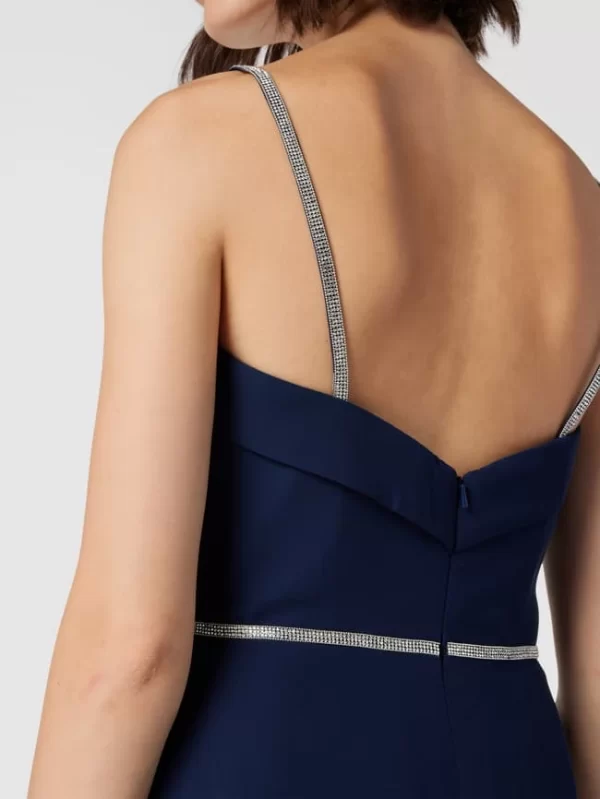 Luxuar Abendkleid Mit Ziersteinen – Dunkelblau 4