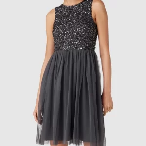 LACE & BEADS Cocktailkleid Mit Paillettenbesatz – Anthrazit 13