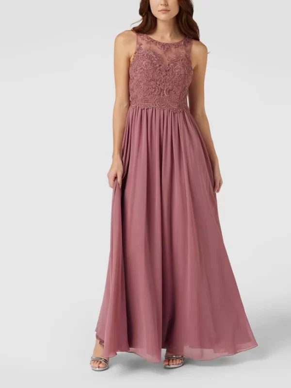 Laona Abendkleid Mit Ziersteinen Und Floralen Stickereien – Altrosa 1